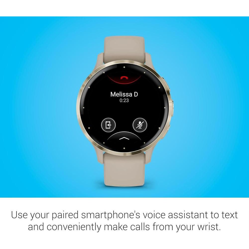 Garmin Venu 3S Smartwatch Dorado Suave Con Bisel De Acero Inoxidable, Pantalla Táctil AMOLED, Correa De Silicona