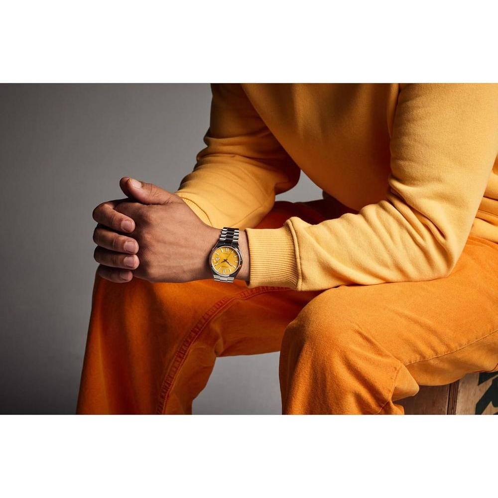 Reloj de lujo deportivo Citizen Tsuyosa automático para hombre en acero inoxidable, esfera amarilla y reserva de marcha
