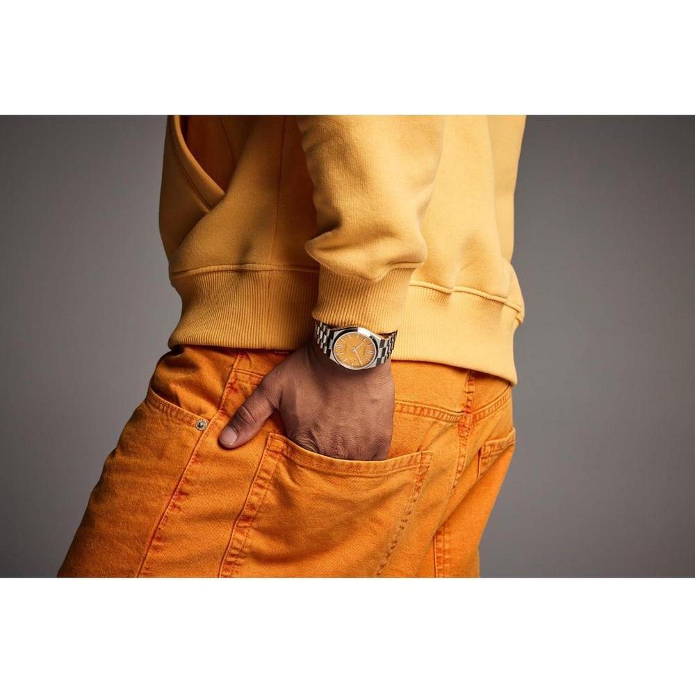 Reloj de lujo deportivo Citizen Tsuyosa automático para hombre en acero inoxidable, esfera amarilla y reserva de marcha