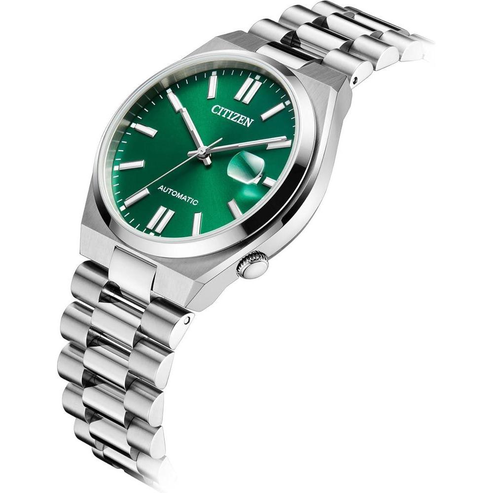 Reloj Deportivo Tsuyosa Automático para Hombre, Caja y Pulsera de Acero Inoxidable, Esfera Verde, Resistente al Agua