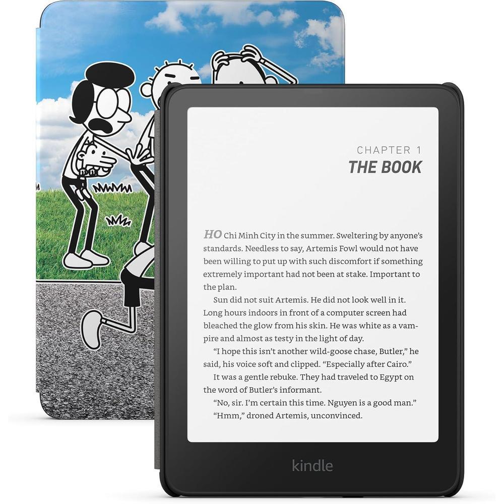 All-new Amazon Kindle Paperwhite Kids (16 GB) – Larger 7" glare-free display. Kids read an average of 1+ hour per day with Kindle – Diary of a Wimpy Kid