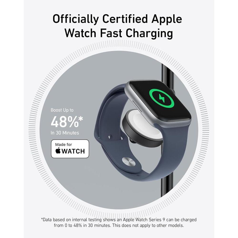 Anker MagGo Estación de Carga Inalámbrica 3 en 1 Compatible con MagSafe para iPhone, Apple Watch y AirPods, Certificación Qi2