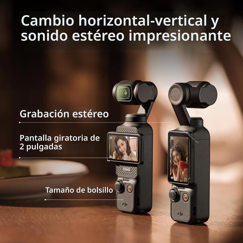 DJI Osmo Pocket 3 Creator Combo, cámara para vlogging 4K con estabilización de 3 ejes, micrófono incluido, seguimiento facial