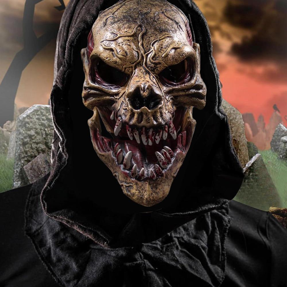 Máscara terrorífica de Halloween, diseño realista de zombi con rostro aterrador, material látex ecológico y seguro