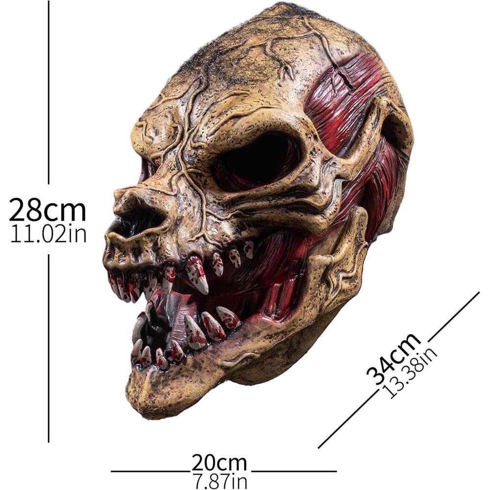 Máscara terrorífica de Halloween, diseño realista de zombi con rostro aterrador, material látex ecológico y seguro