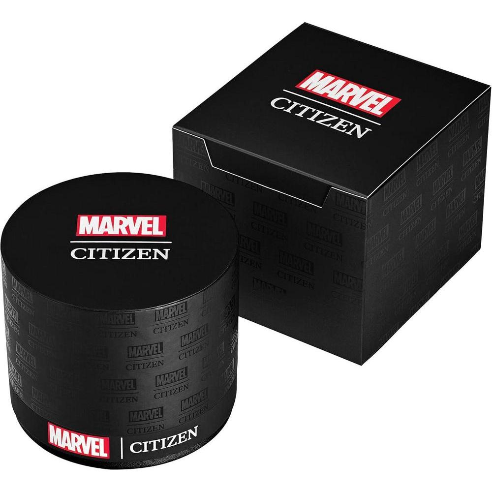 Citizen Eco-Drive Marvel Tony Stark I Love You - Reloj de acero inoxidable negro, con fecha de 3 manecillas, luminoso, parte trasera grabada