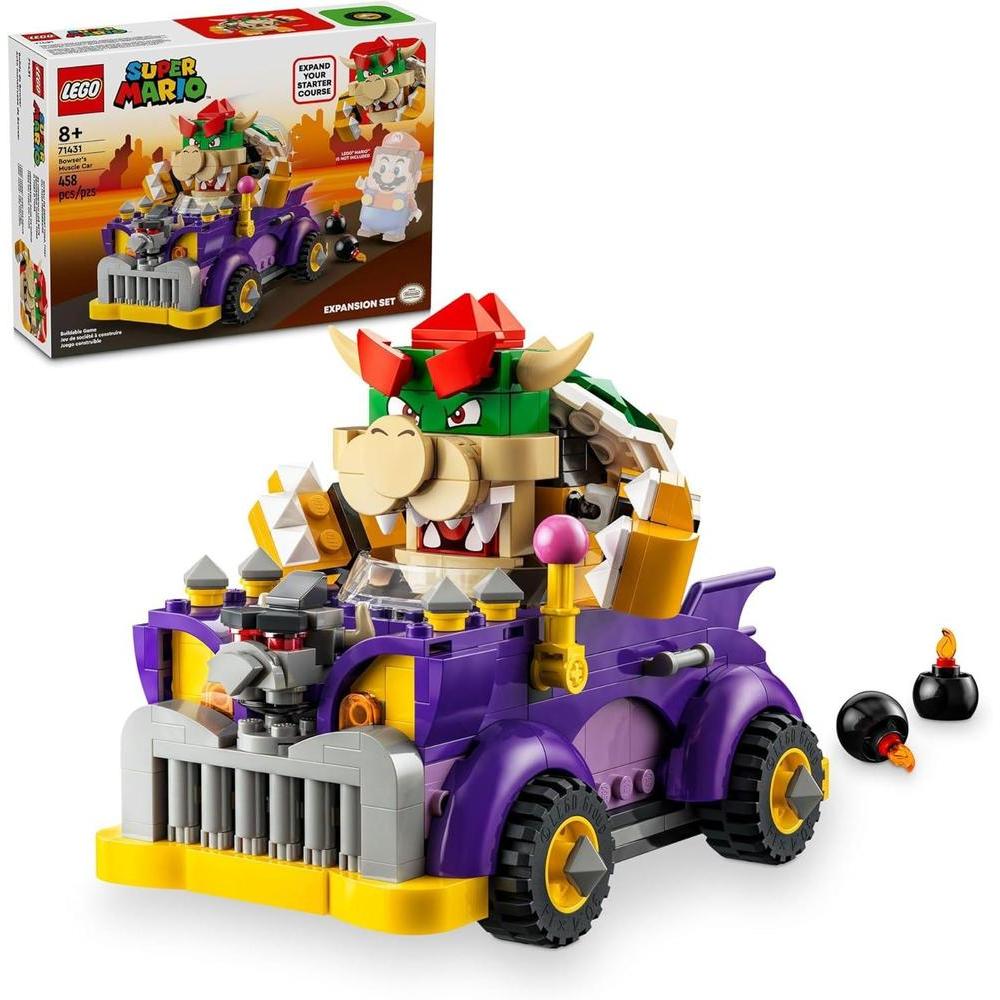 LEGO Super Mario Bowser’s Muscle Car Expansion Set, Collectible Bowser Toy for Kids, Gift for Boys, Girls and Gamers Ages 8 and Up, 71431