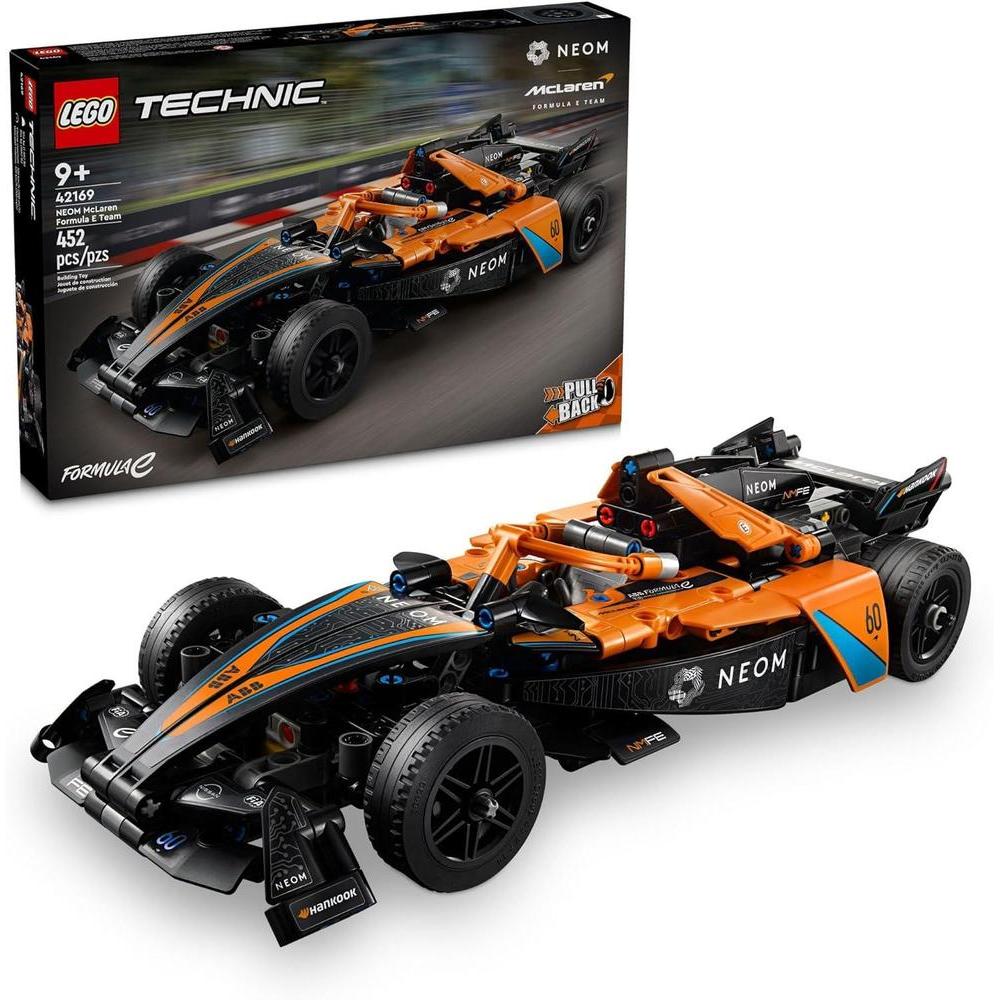 LEGO Technic NEOM McLaren Formula E Race Car Toy, Model Pull Back Car Toy, McLaren Toy Car Set for Kids, Birthday Gift Idea for Boys and Girls Aged 9 and Up, 42169