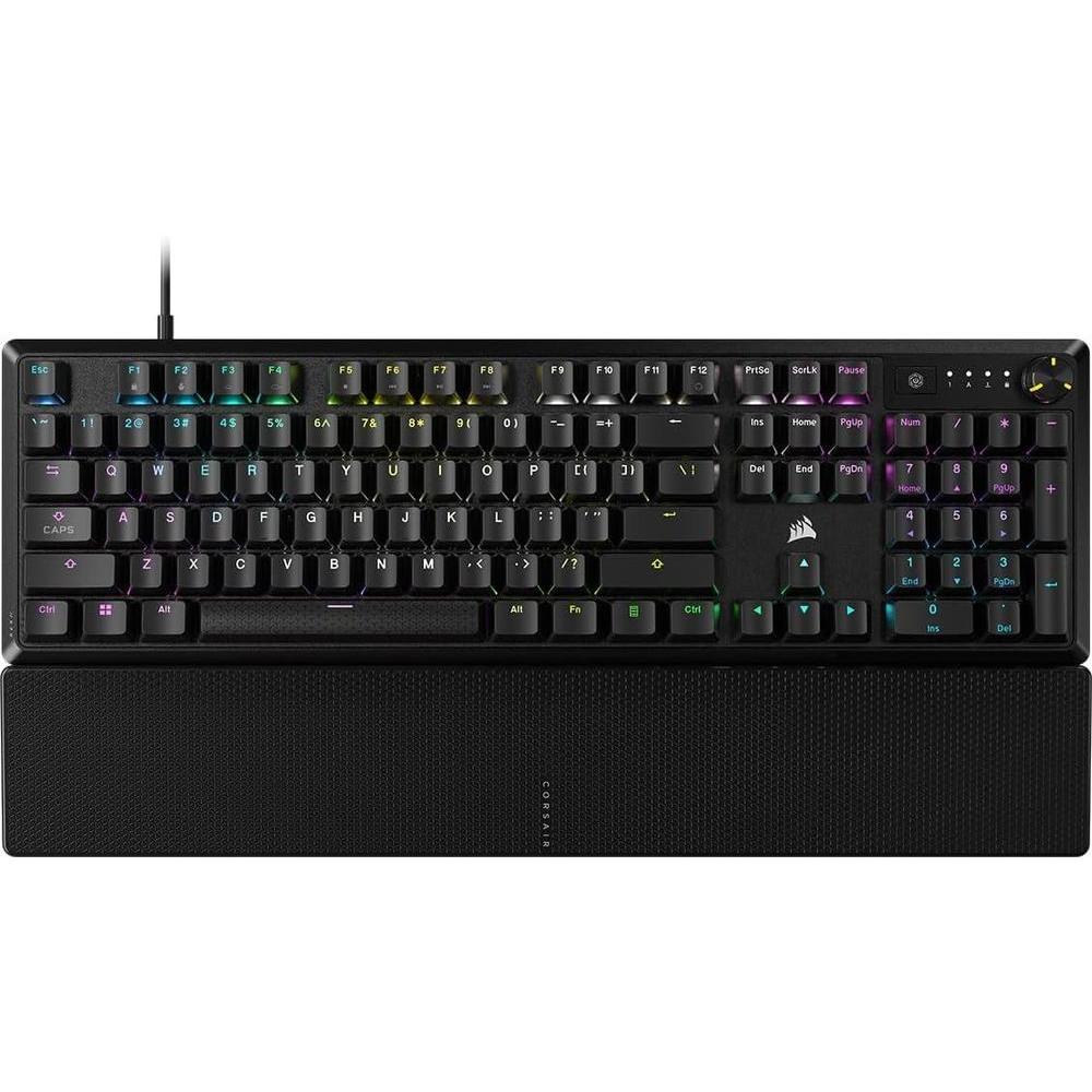 CORSAIR K70 CORE RGB Mechanical Gaming Keyboard with Palmrest - Pre-lubricated Corsair MLX Red Linear Keyswitches - Sound Dampening - Media Control Dial - iCUE Compatible - QWERTY NA Layout - Black