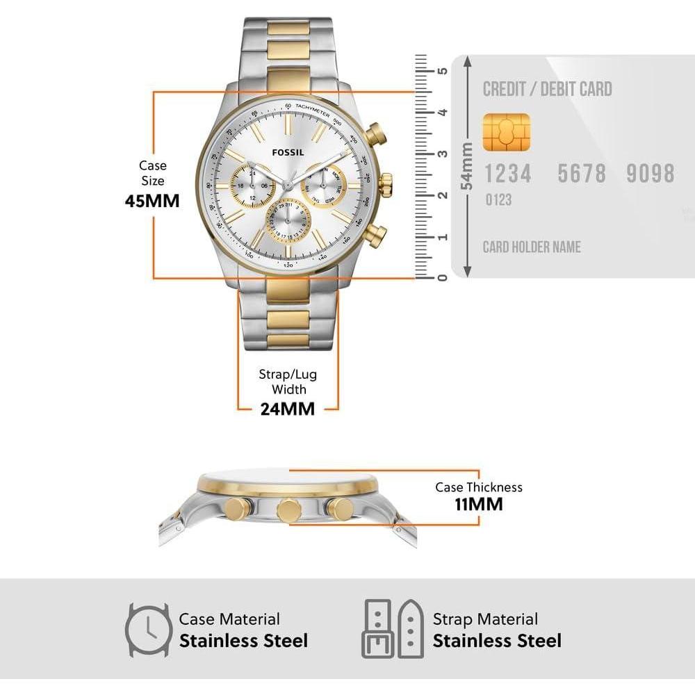 Sullivan Reloj Multifunción de Acero Inoxidable en Dos Tonos, Moderno y Elegante para Hombres
