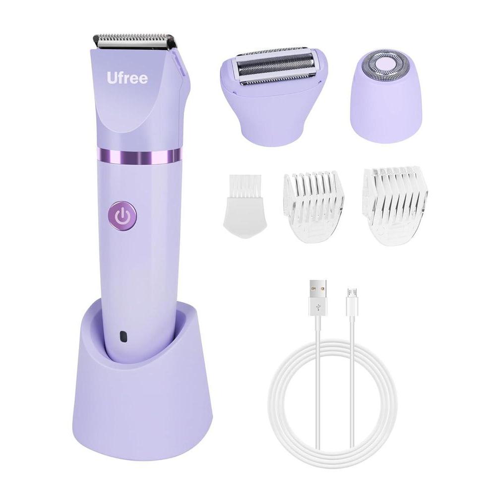 Ufree Recortadora de Bikini Maquinillas Eléctricas para Mujeres, Recortadora de Vello Púbico Corporal Recargable Afeitadora Eléctrica para Piernas Vello Corporal, Afeitadora de Bikini IPX7 Impermeable