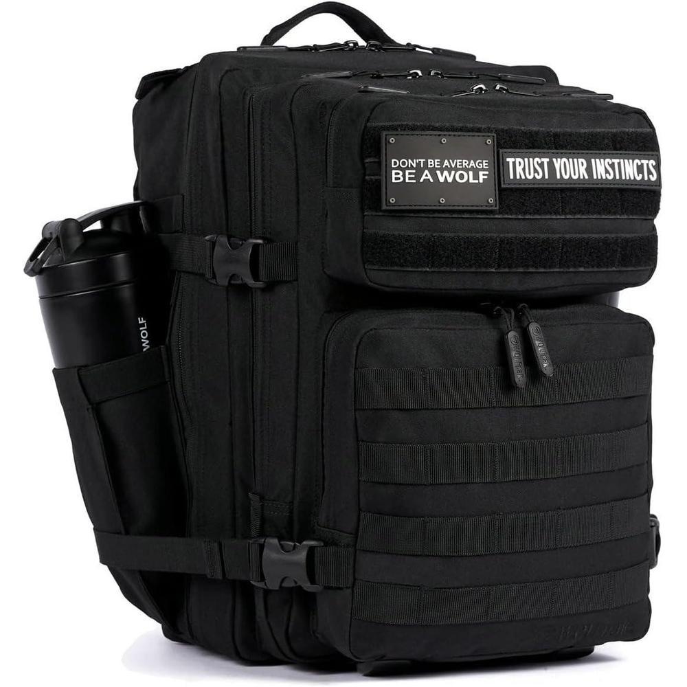 Mochila Táctica 35L WOLFpak en Color Negro con Resistencia al Agua y Personalización con Parches, Ideal para Viajes y Uso Diario