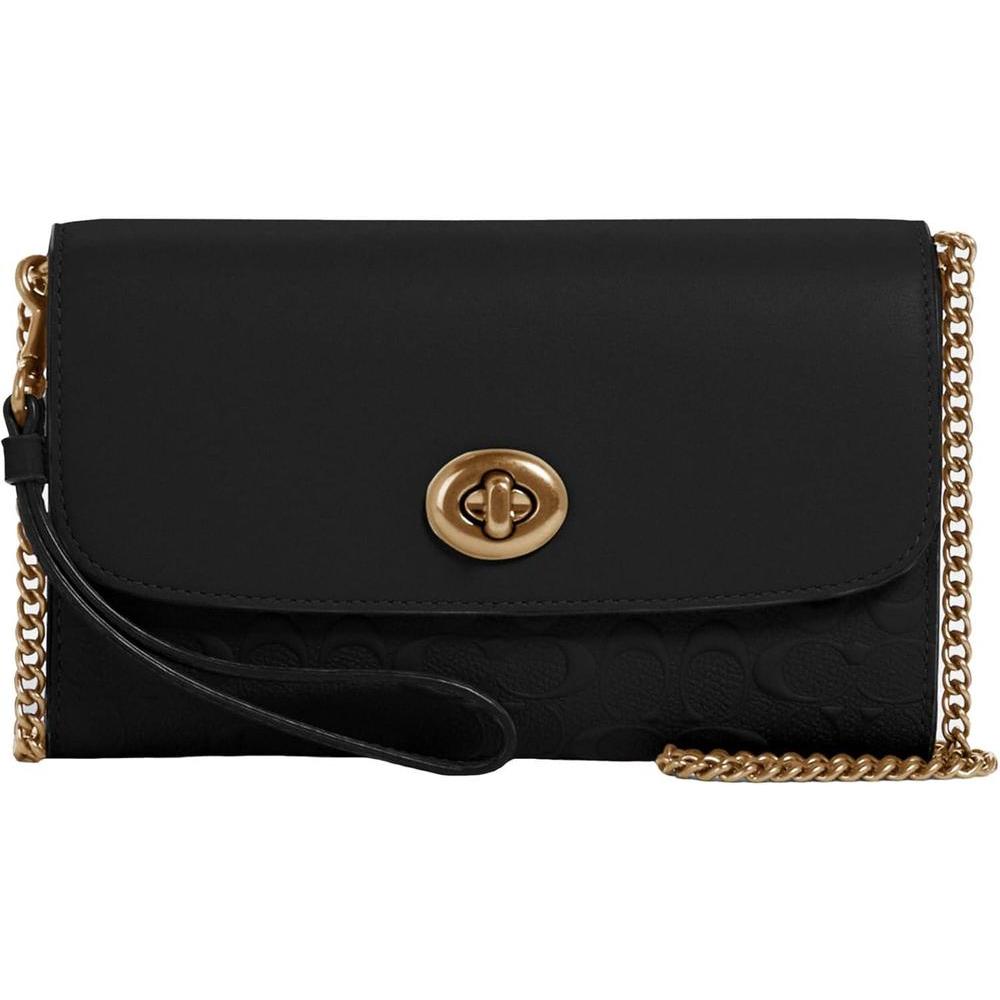Coach Womens Signature Leather Chain Crossbody