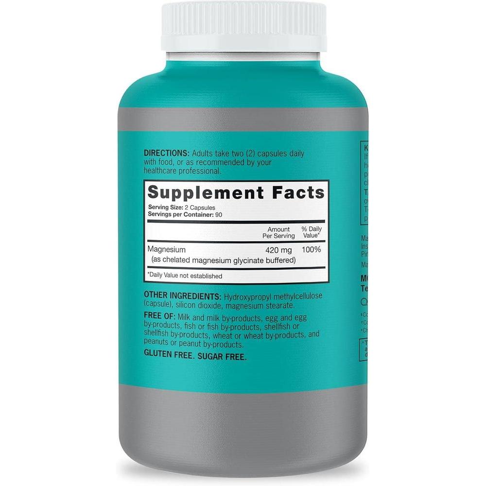 Qunol Cápsulas de magnesio 420 mg, 100% DV, alta absorción, extra fuerza, suplemento para salud ósea y muscular, 180 uds