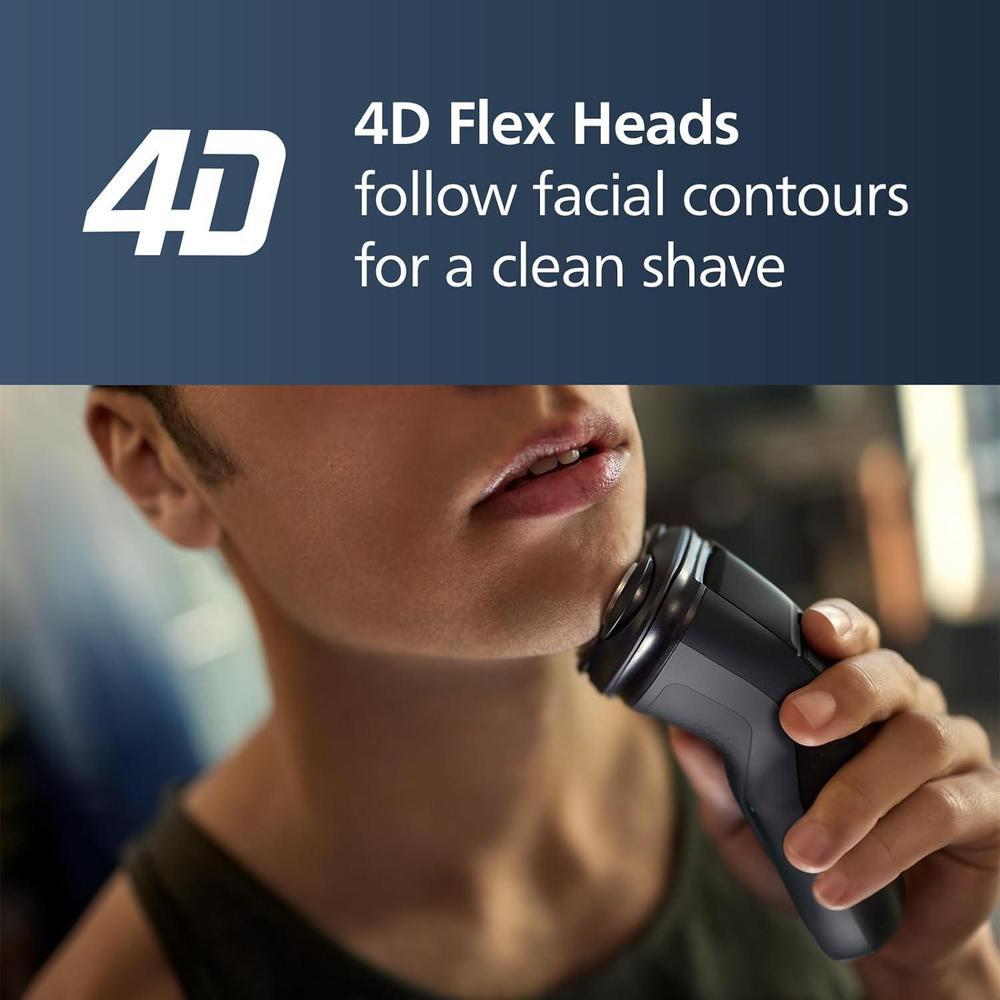 Philips Norelco Shaver 2400, Afeitadora Eléctrica Inalámbrica Recargable Con Recortadora Emergente Y Cabezales Flexibles 4D, X3001/90
