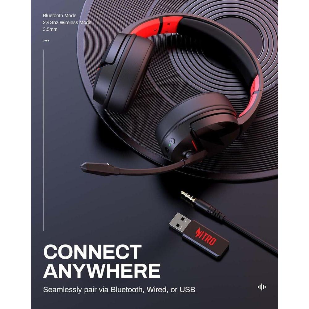 Auriculares inalámbricos Acer para juegos con batería de 100 horas, micrófono claro y controladores dinámicos
