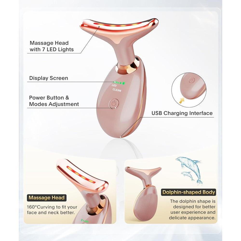 Masajeador facial 7 en 1 Deplux para rutina diaria de cuidado de la piel con 7 modos de luz y diseño portátil ergonómico