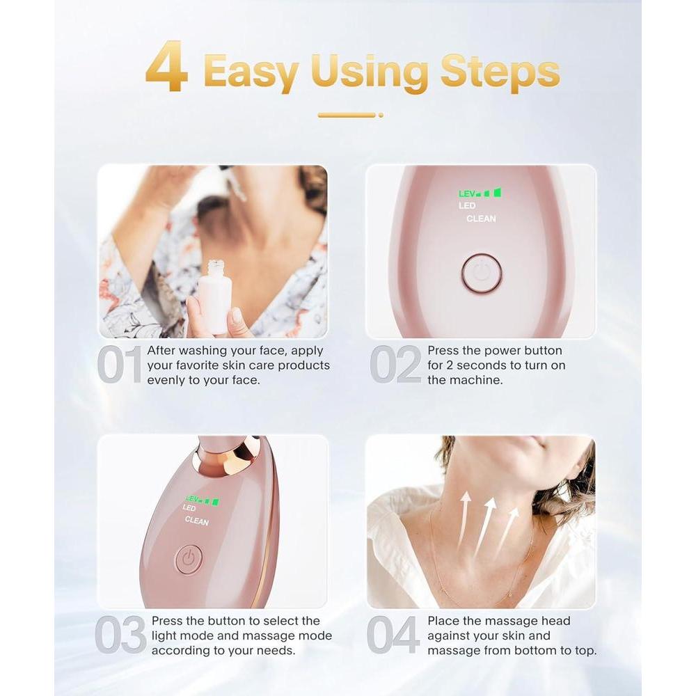Masajeador facial 7 en 1 Deplux para rutina diaria de cuidado de la piel con 7 modos de luz y diseño portátil ergonómico