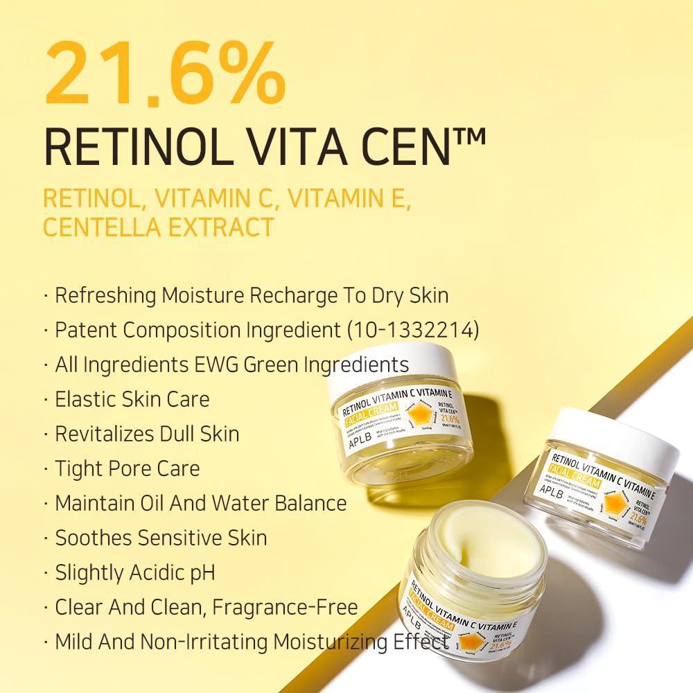 Crema Hidratante Facial APLB Con Vitamina C, E Y Retinol 55ml