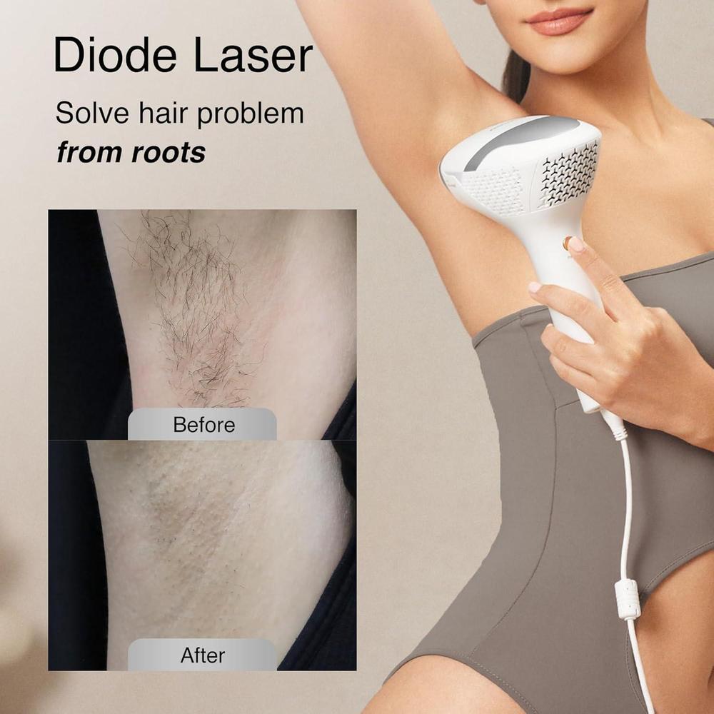 DermRays Depilación láser de diodo para hombres y mujeres, V8S para tono de piel 1-5, reducción permanente en el vello