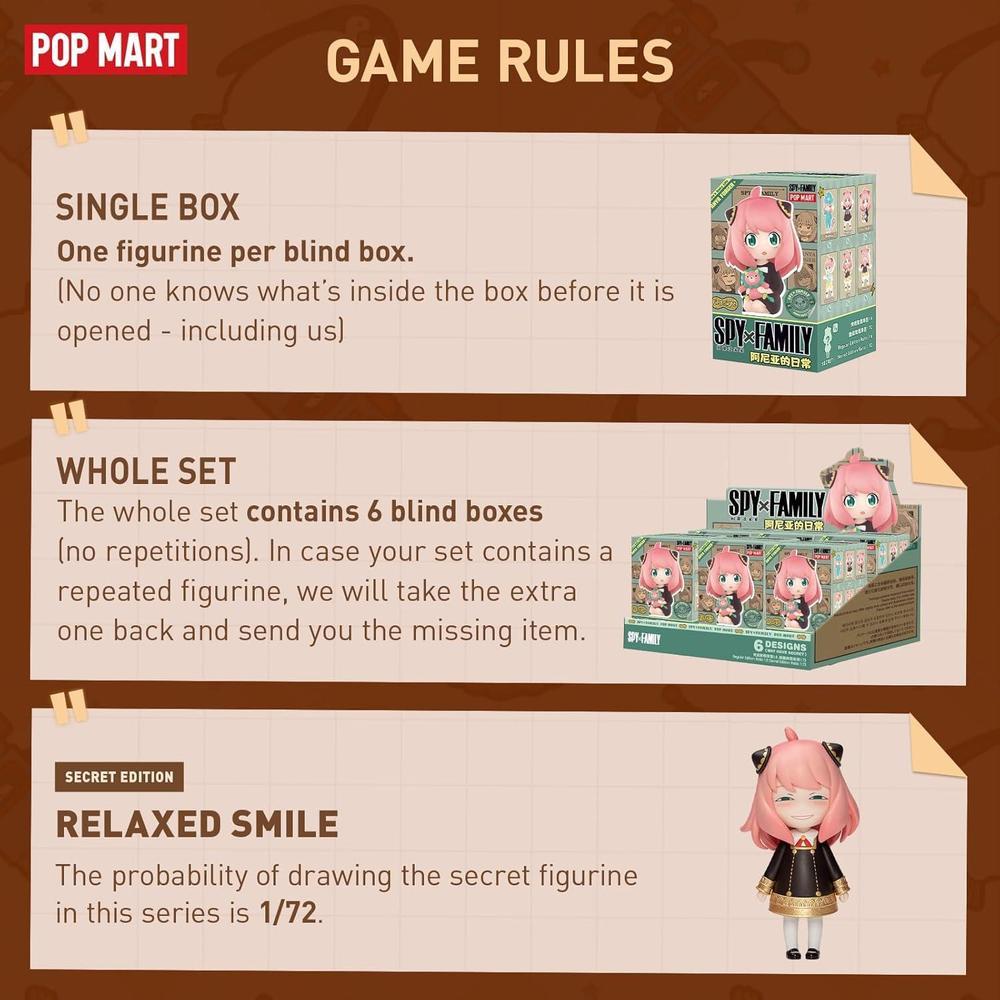POP MART Spy × Family Serie Anya's Daily Life con figuras de caja ciega, diseño aleatorio, juguetes coleccionables
