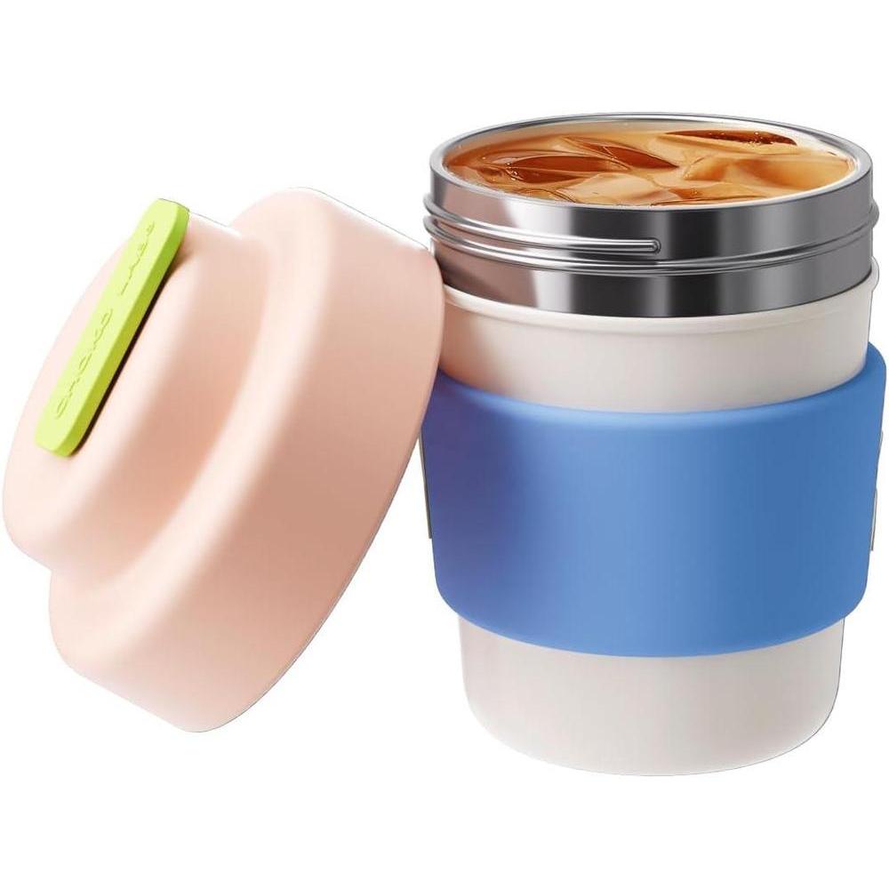 Insulated Travel Coffee Mug, Double vacuum wall,Easy to Grip,BPA free,Pink lid,14 OZ