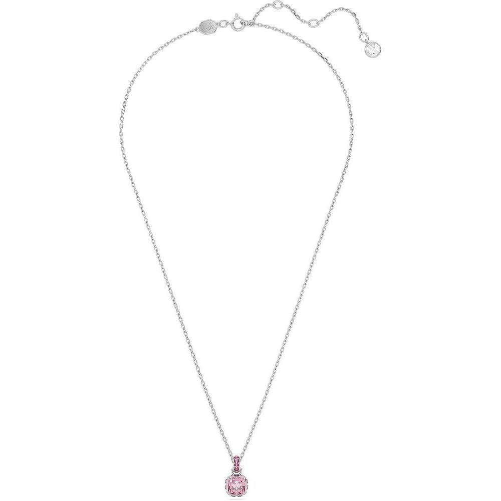 Collar colgante Swarovski con piedra rosa y cristales claros, cadena fina, ideal para un estilo sofisticado y elegante
