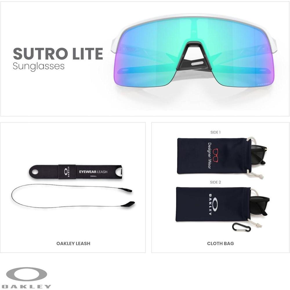 Lentes de sol Oakley Sutro Lite rectangulares para hombre y mujer con kit de accesorios y correa, protección UV y tecnología Prizm