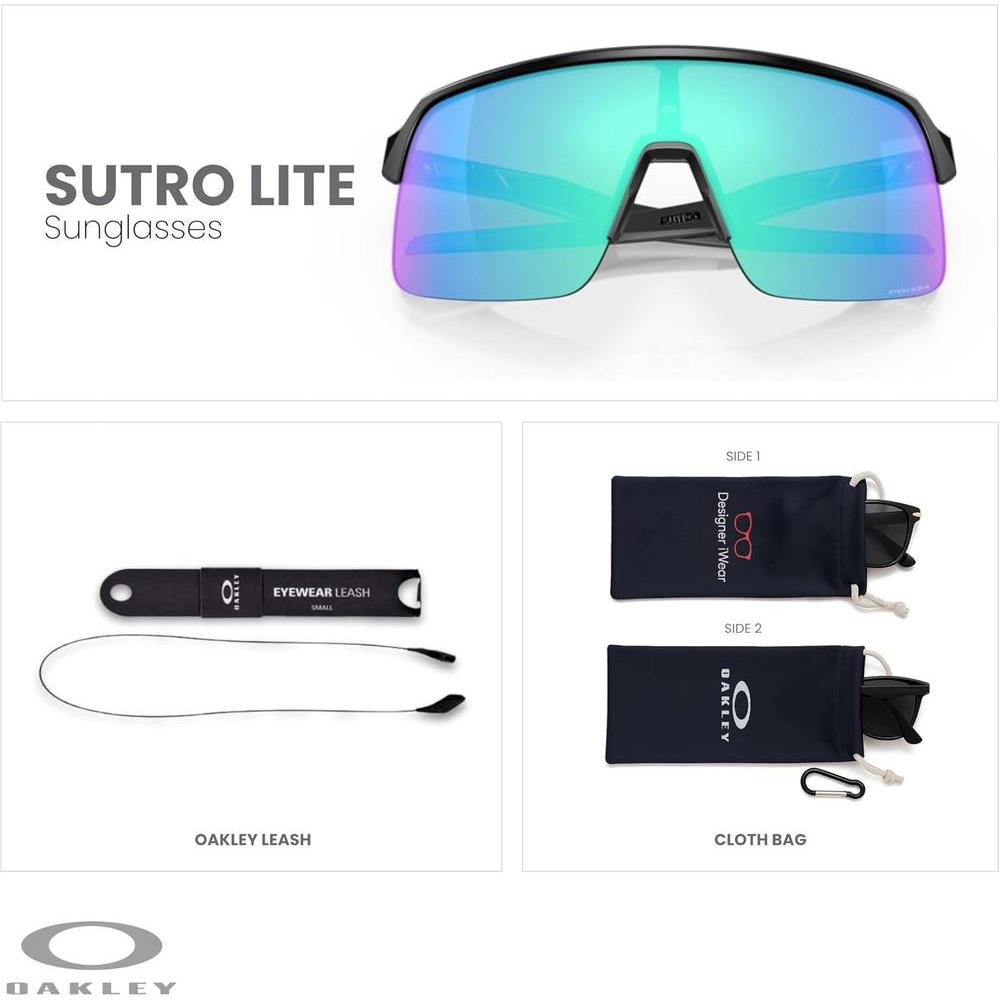 Oakley Sutro Lite OO9463 - Lentes de sol rectangulares unisex con paquete de correa y kit de limpieza iWear