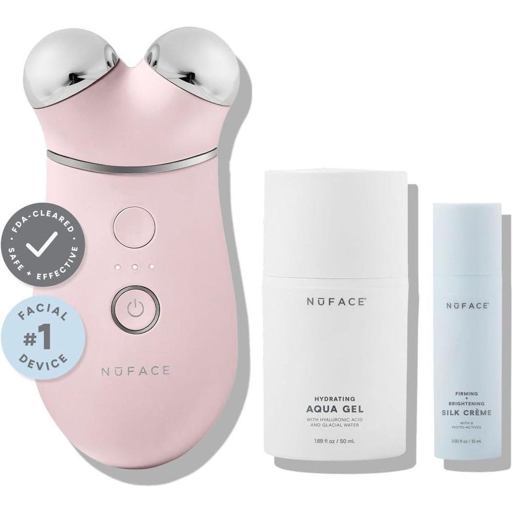 NuFACE Trinity+ - Kit de dispositivo facial de microcorriente – Dispositivo para esculpir la cara y apretar el cuello aprobado por la FDA para contornear mejillas y cejas + activador de gel de