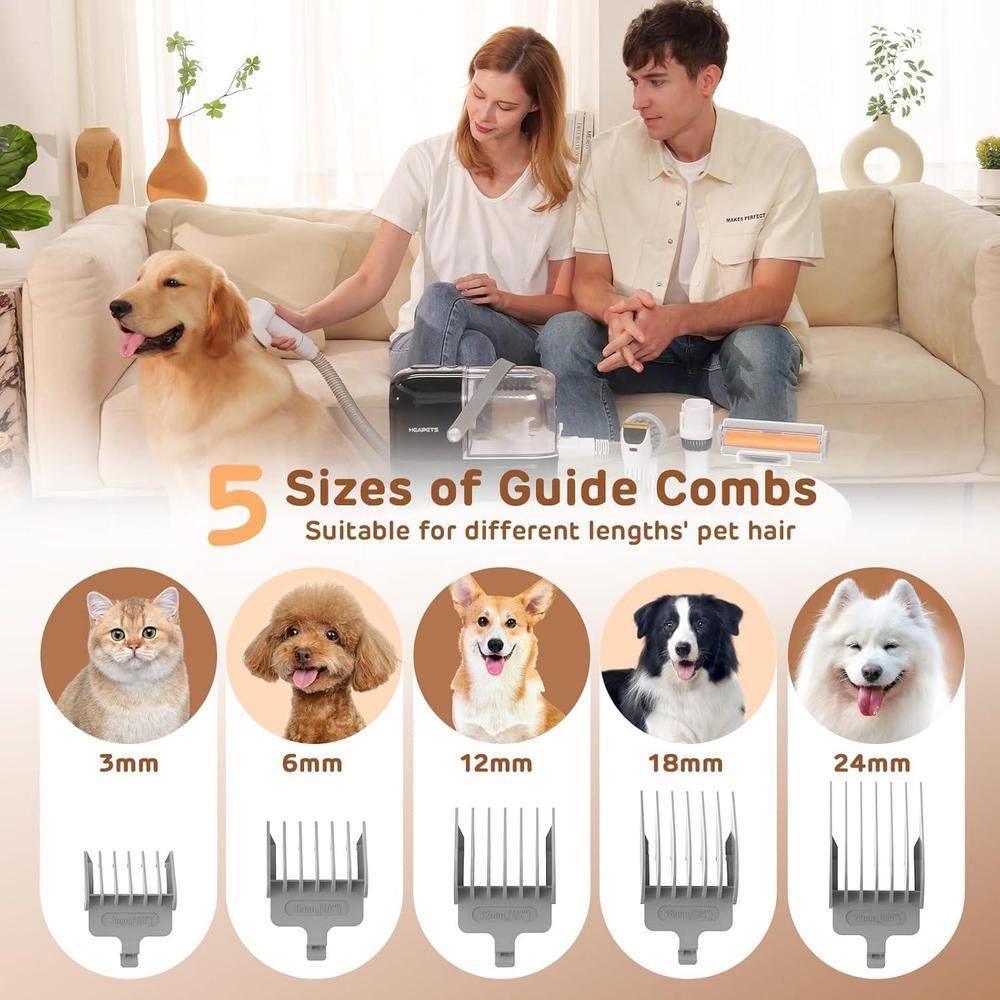 Kit de aspiradora y rasuradora eléctrica para aseo de perros color negro con 7 herramientas y bajo nivel de ruido