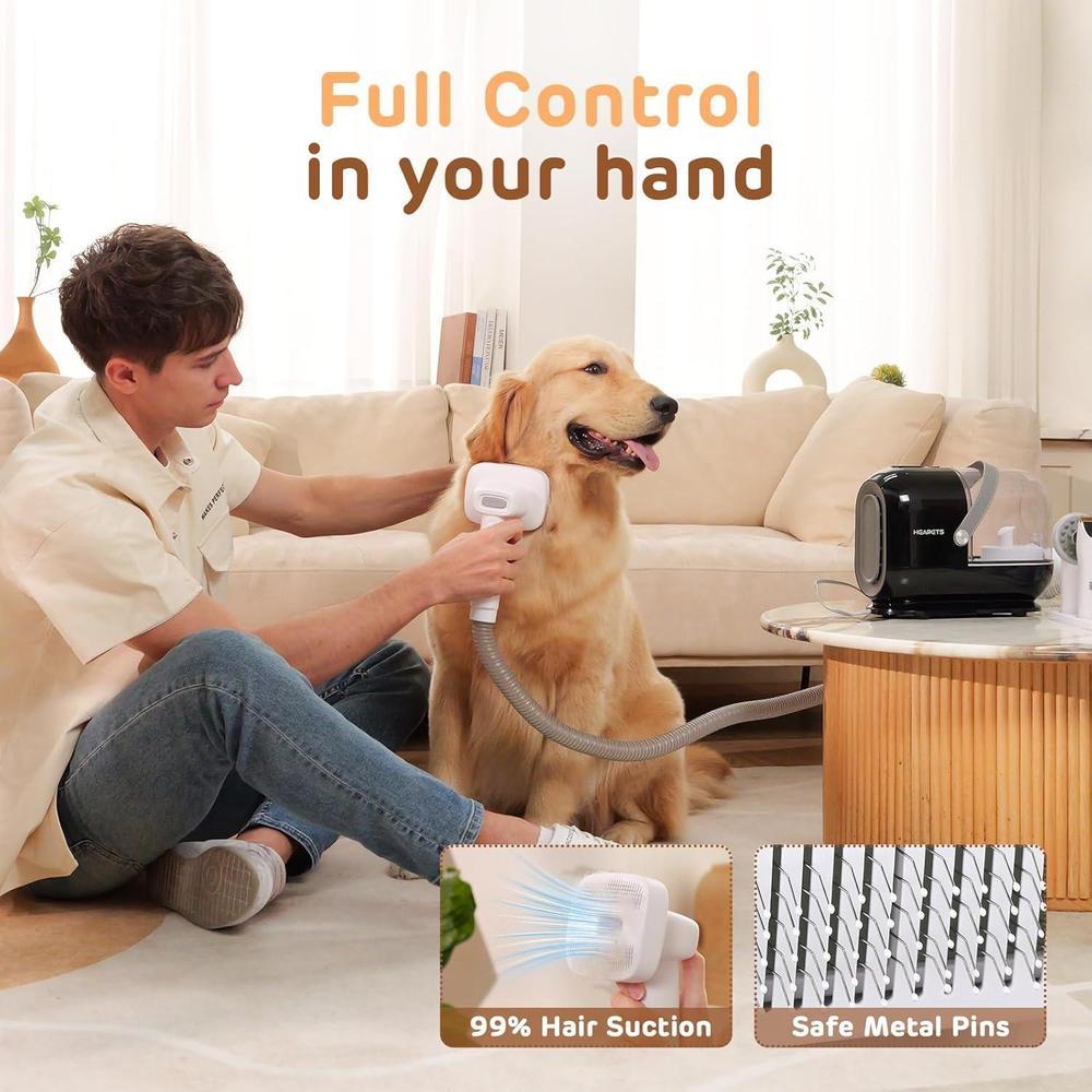 Kit de aspiradora y rasuradora eléctrica para aseo de perros color negro con 7 herramientas y bajo nivel de ruido