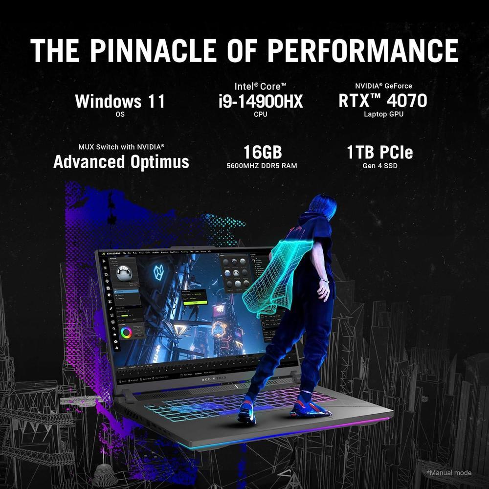 ASUS ROG Strix G16 (2024) 16" 16:10 QHD 240Hz Intel Core i9 16GB DDR5 1TB SSD RTX 4070