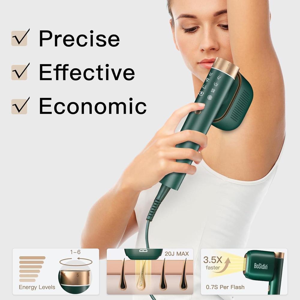 BoSidin IPL Depiladora Láser, 6+1 Modos, Rejuvenecimiento Facial, Enfriamiento de Hielo