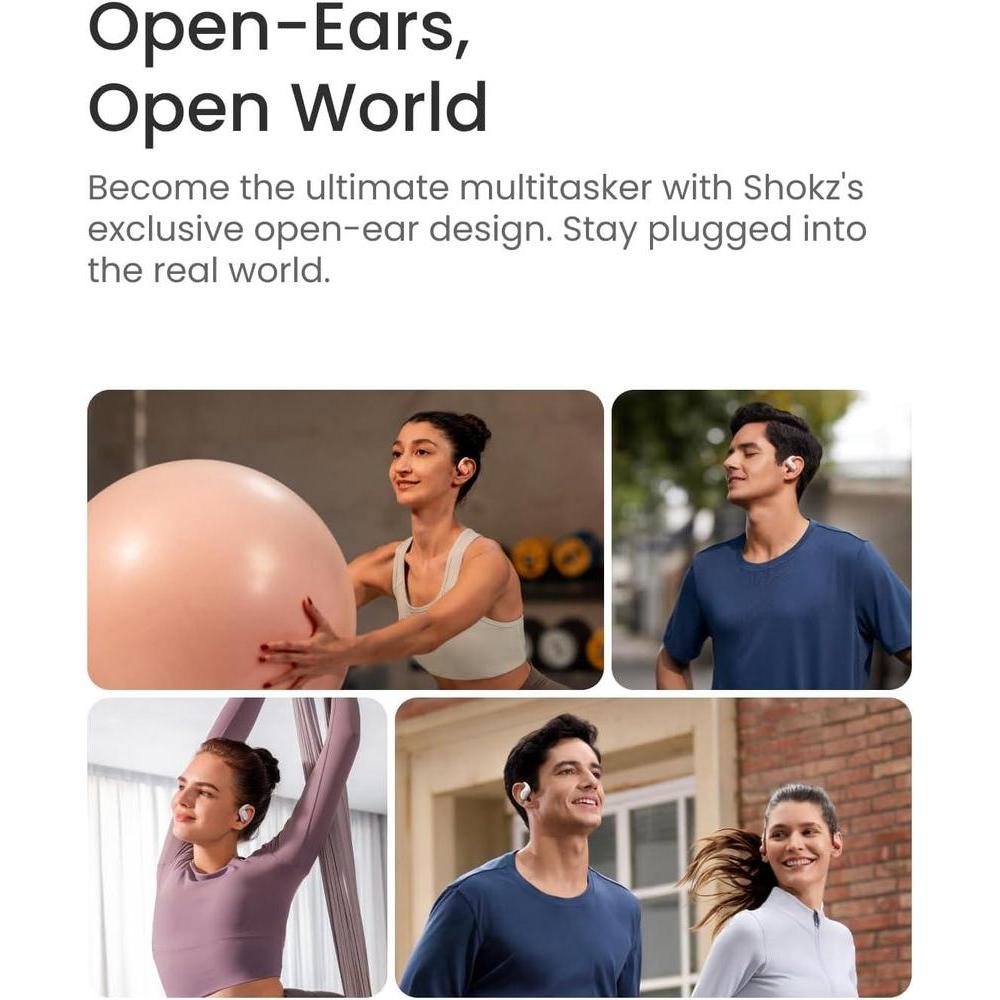 SHOKZ OpenFit Air en rosa, auriculares de oreja abierta, verdaderamente inalámbricos, resistentes al agua y seguros para uso diario
