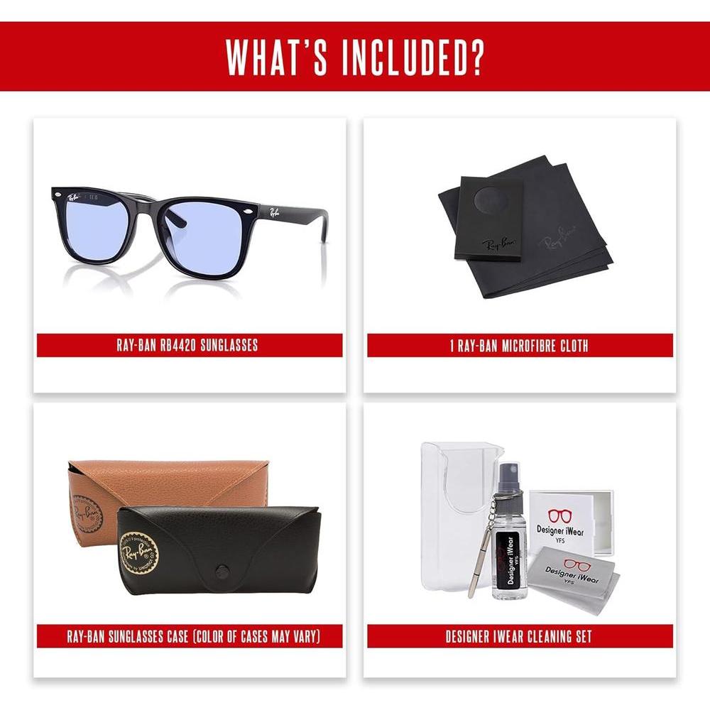 Ray-Ban RB4420 Lentes de sol cuadrados unisex con protección UV y kit de cuidado incluido