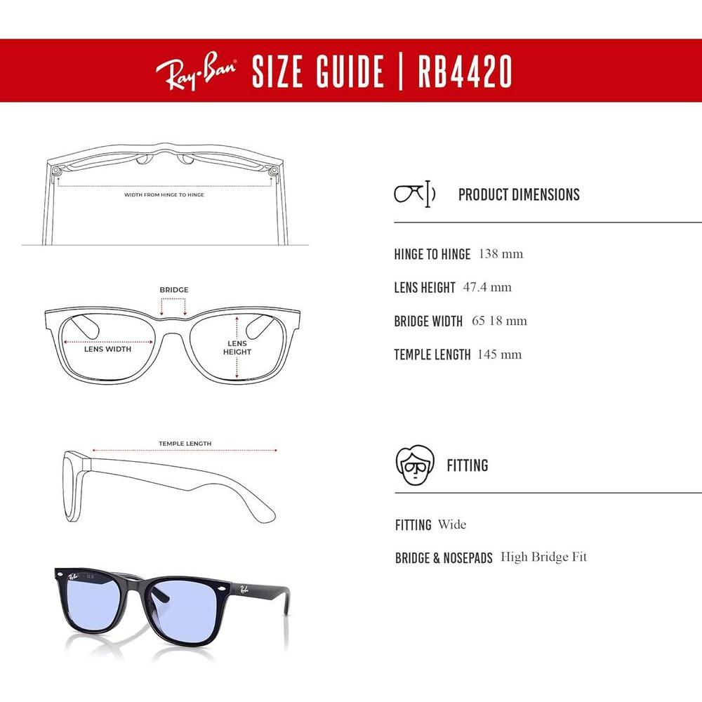 Ray-Ban RB4420 Lentes de sol cuadrados unisex con protección UV y kit de cuidado incluido
