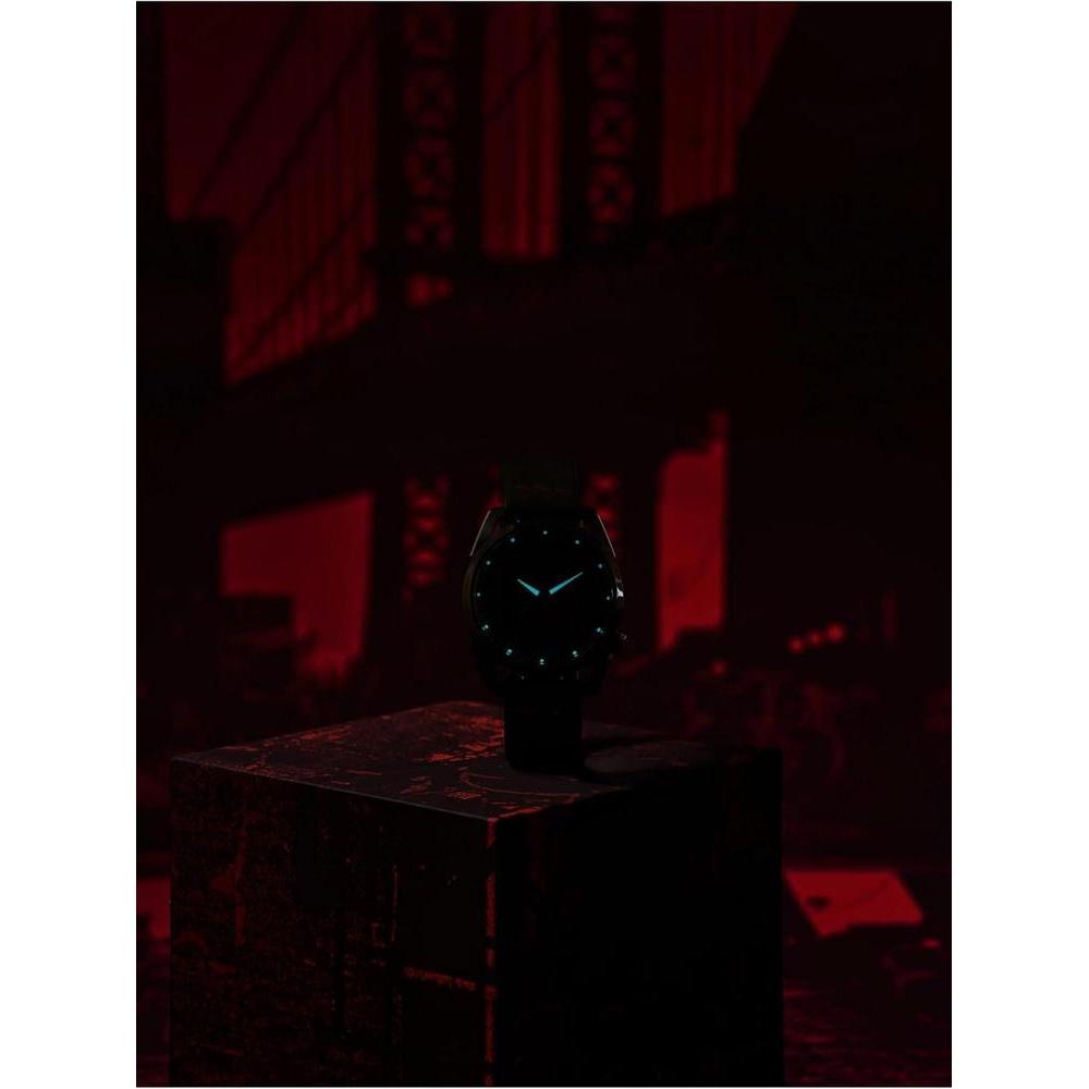 Citizen Reloj Eco-Drive Marvel Miles Morales acero inoxidable negro con correa cuero y esfera negra, modelo AW1685-00W