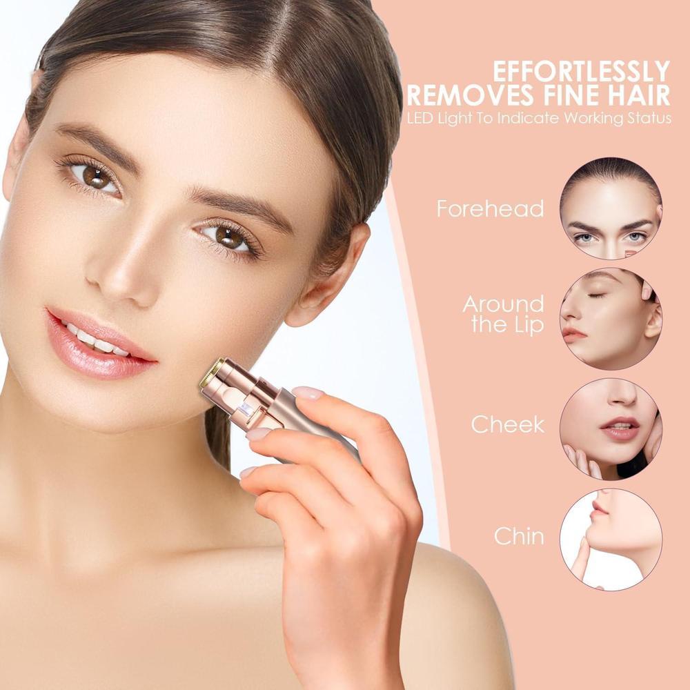 VG VOGCREST Recortador de Cejas y Facial 2 en 1 Recargable con Luz LED Integrada en Color Oro Rosa