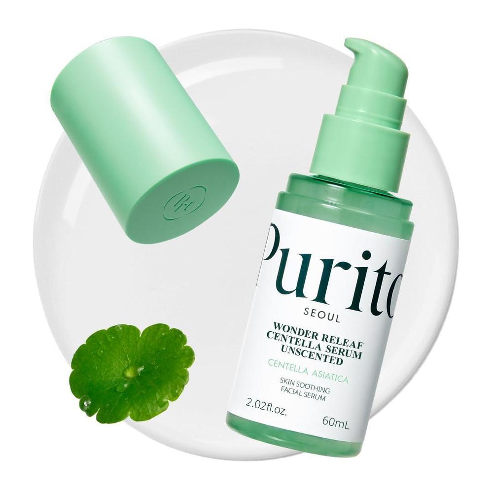 PURITO Suero Centella sin perfume, 34,860 ppm de Centella, suero facial para piel sensible y propensa al acné, suero calmante, vegano y libre de crueldad, cuidado de la piel coreano, 2 fl.oz / 60ml