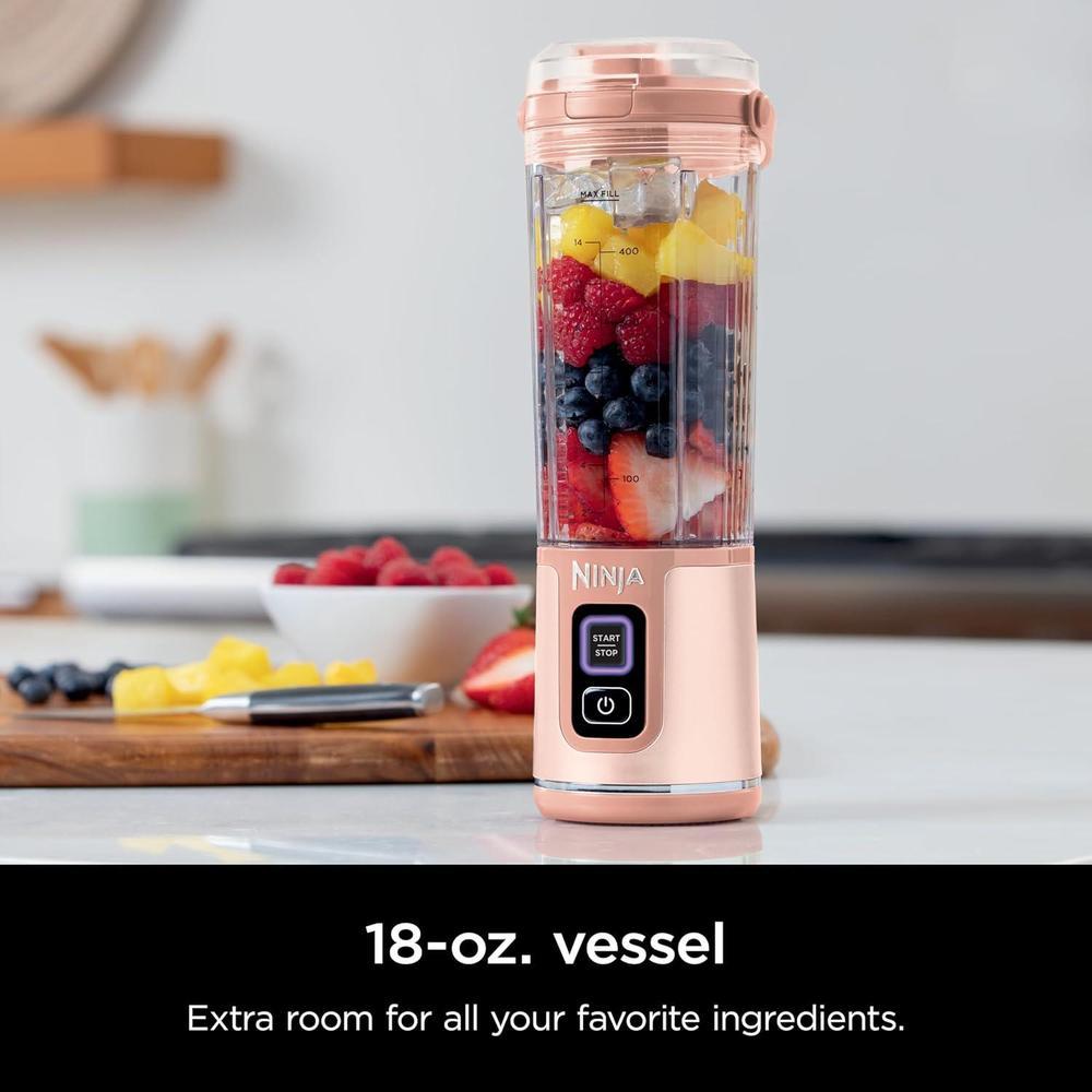Ninja BC155PS Blast - Licuadora portátil inalámbrica con tapa a prueba de fugas, boquilla para sorbos y componentes aptos para lavavajillas