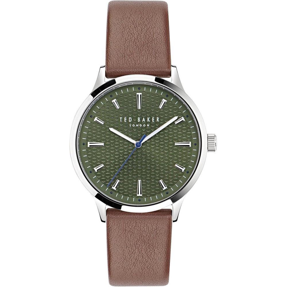Reloj Ted Baker Cosmop con correa de cuero ecológico para hombre, esfera verde, diseño elegante y resistente al agua