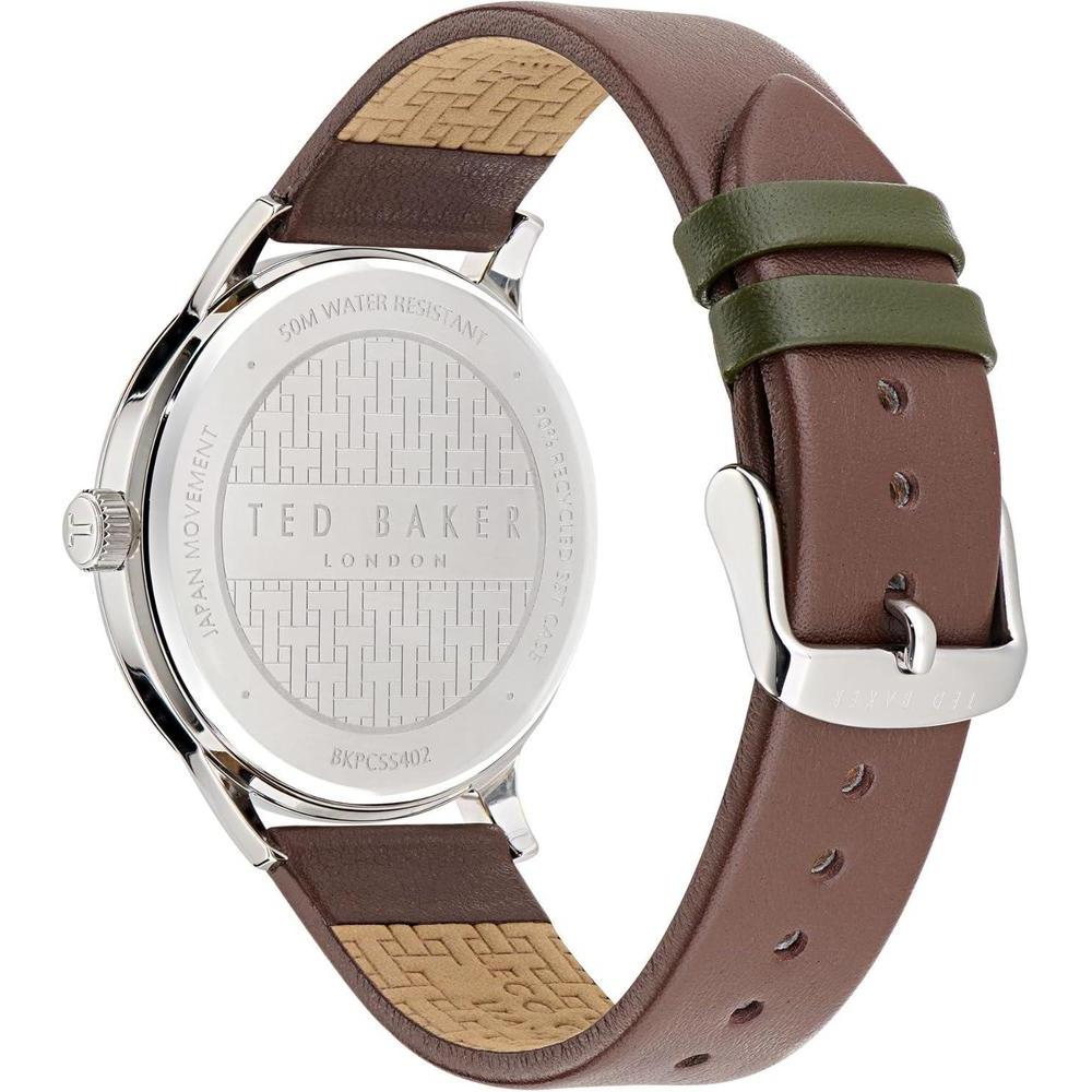 Reloj Ted Baker Cosmop con correa de cuero ecológico para hombre, esfera verde, diseño elegante y resistente al agua