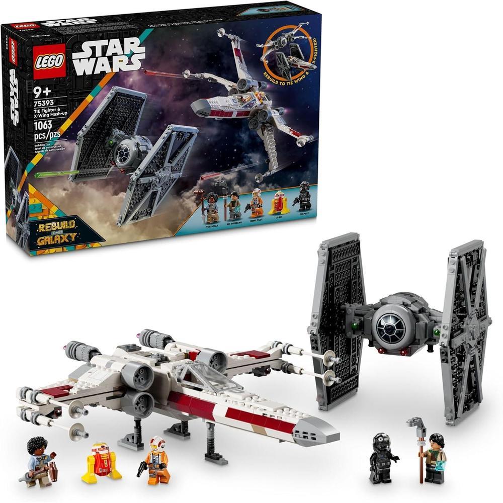 LEGO Star Wars TIE Fighter & X-Wing Mash-up Building Toy Set - Birthday Gift for Boys & Girls, Ages 9+ - 4 Star Wars Minifigure Toys Included - 75393