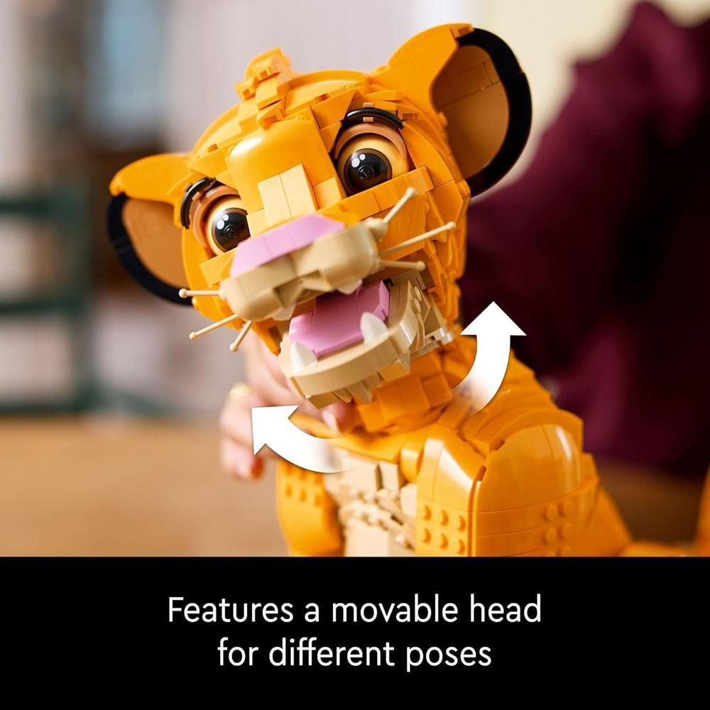 LEGO Disney Young Simba para adultos, figura de Disney para construir y exhibir, nostalgia y creatividad para fanáticos de las películas