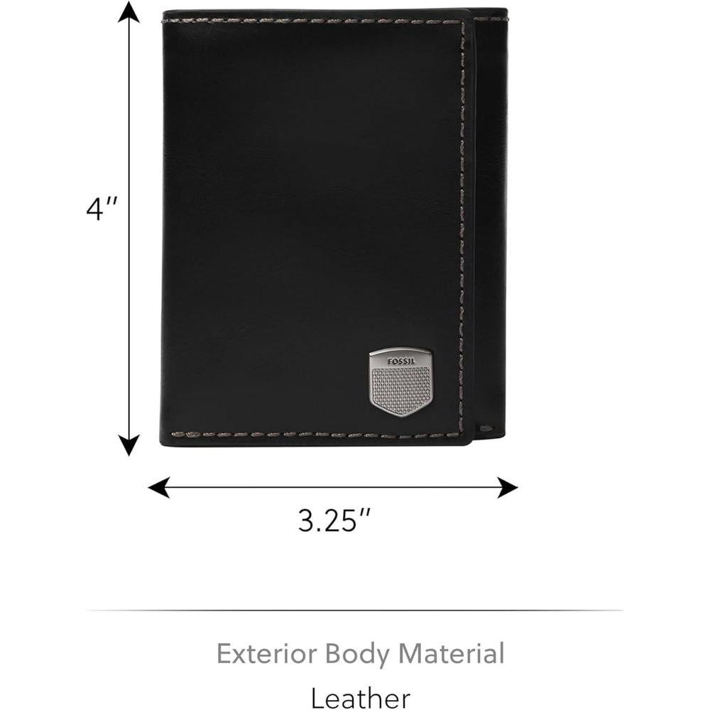 Fossil Billetera de Cuero para Hombre, Trifold, con Espacio para Tarjetas, Dinero y Identificación, Diseño Compacto