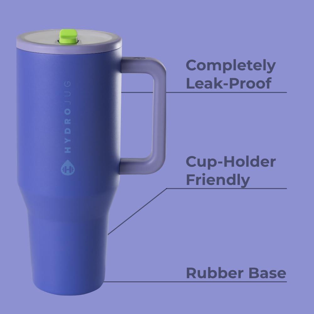 HydroJug Traveler - Moderno vaso con asa y pajilla abatible simple, resistente a las fugas, reutilizable