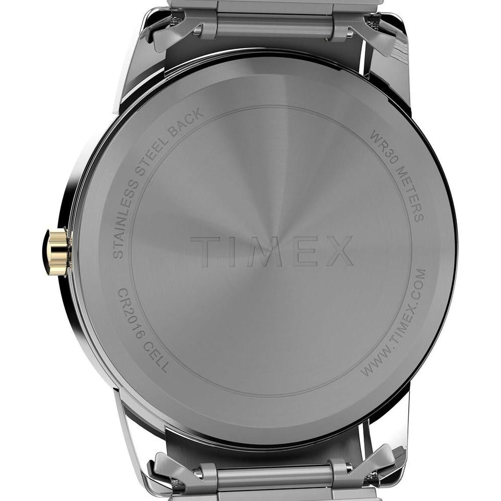 Timex Easy Reader con caja de dos tonos, banda de expansión multicolor, esfera blanca, y resistente al agua