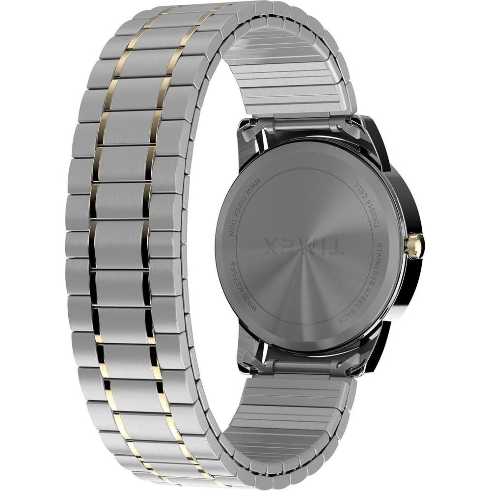 Timex Easy Reader con caja de dos tonos, banda de expansión multicolor, esfera blanca, y resistente al agua