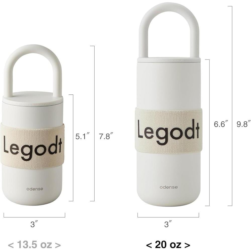 Odense Vaso térmico Legodt Loop con tapa y asa, acero inoxidable resistente a fugas, ideal para viajes y bebidas calientes o frías